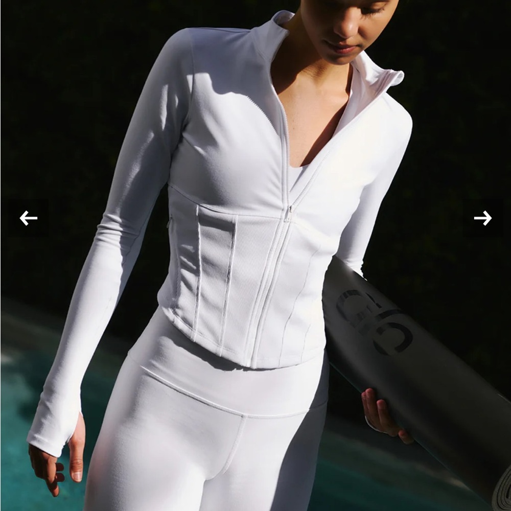 ALO White Corset Full Zip Jacket